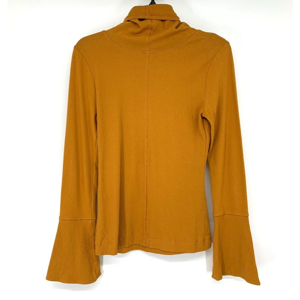 Free People Top Sydney Mustard Yellow Bell Sleeve Turtleneck - Picture 8 of 10